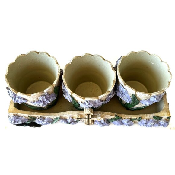 Decorative Floral Resin Planter Tray With Removable Pots & Cross Design - Picture 6 of 9